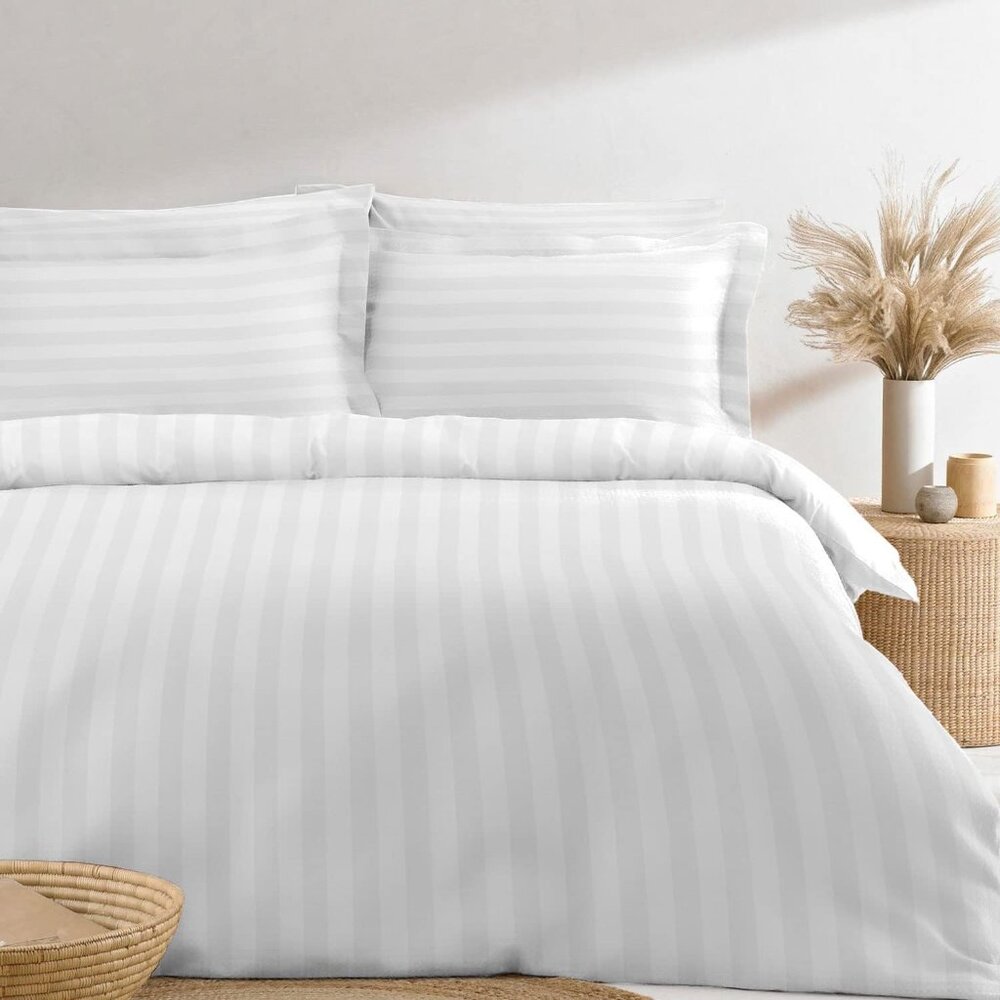 Cotton Queen Duvet Cover Set, 300 Thread Count Long Staple Cotton Sateen Weave w